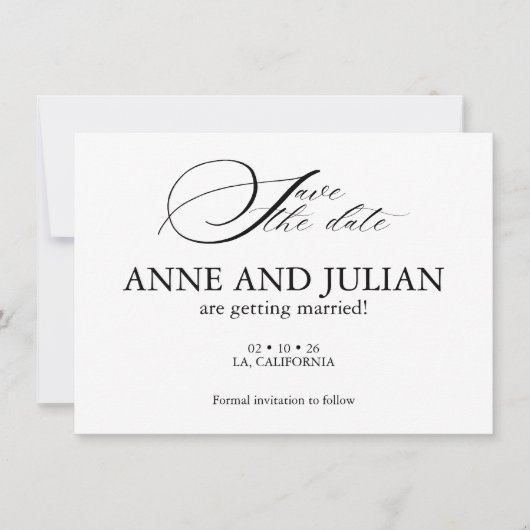 Modern Simple Save the date card with Back photo (Vorderseite)