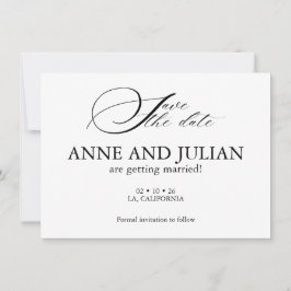 Modern Simple Save the date card with Back photo