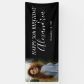 Modern Simple Schwarz-weiß Foto Birthday Party Banner (Vertikal)