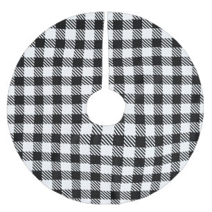 Modern Simple Schwarz-weiß Gingham Karo Polyester Weihnachtsbaumdecke