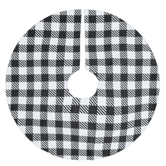 Modern Simple Schwarz-weiß Gingham Karo Polyester Weihnachtsbaumdecke (Vorderseite)