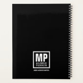Modern Simple Schwarz-weiß Square Monogram Logo Planer (Rückseite)