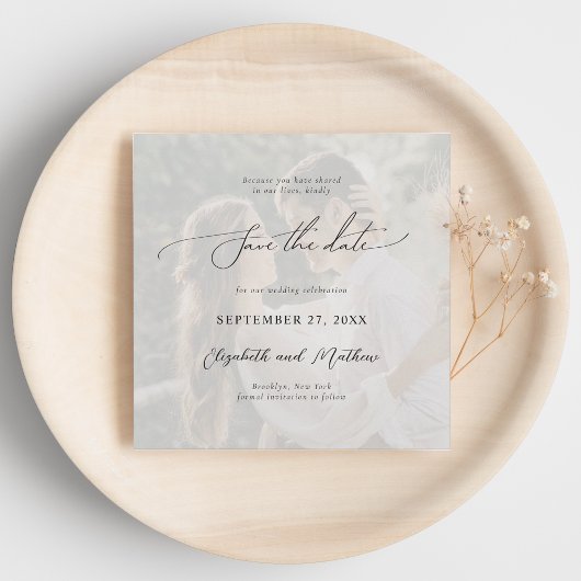 Modern Simple Script 2 Foto Wedding Save The Date
