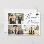 Modern Simple Script 4 Photo collage Graduation Dankeskarte (Vorderseite)