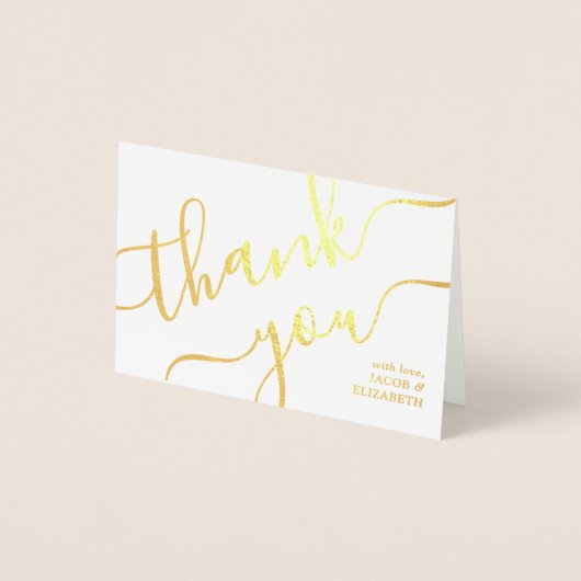 Modern Simple Script and Foto Wedding Vielen Dank Folienkarte (Vorderseite)