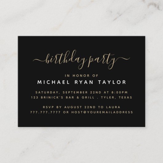 Modern Simple Script Birthday Party Ticket (Vorderseite)