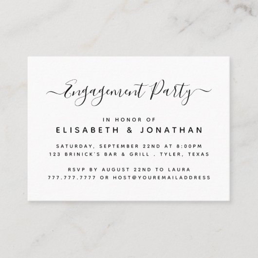 Modern Simple Script-Engagement Party Ticket (Vorderseite)