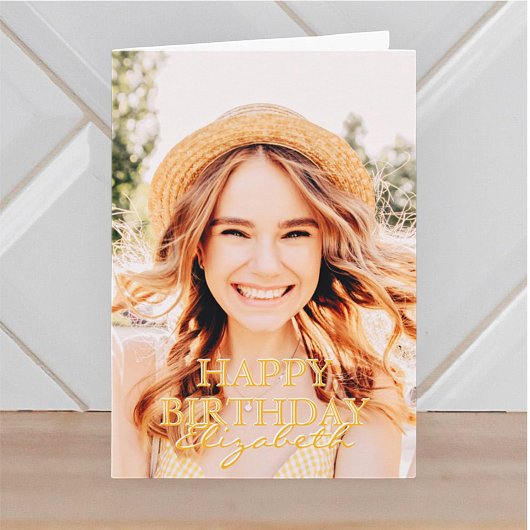 Modern Simple Script Foto Birthday Gruß Karte