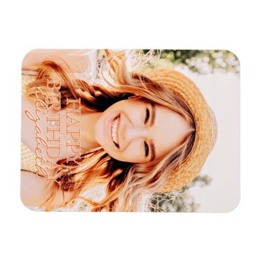 Modern Simple Script Foto Birthday Gruß Magnet (Horizontal)