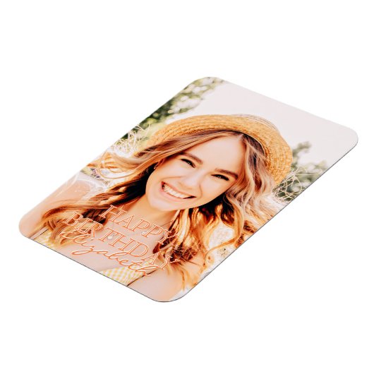 Modern Simple Script Foto Birthday Gruß Magnet (Linke Seite)