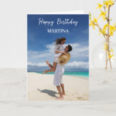 Modern Simple Script Foto Custom Happy Birthday Karte (Gelbe Blume)