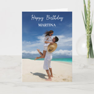 Modern Simple Script Foto Custom Happy Birthday Karte