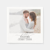 Modern Simple Script Foto Engagement Party Serviette (Vorderseite)