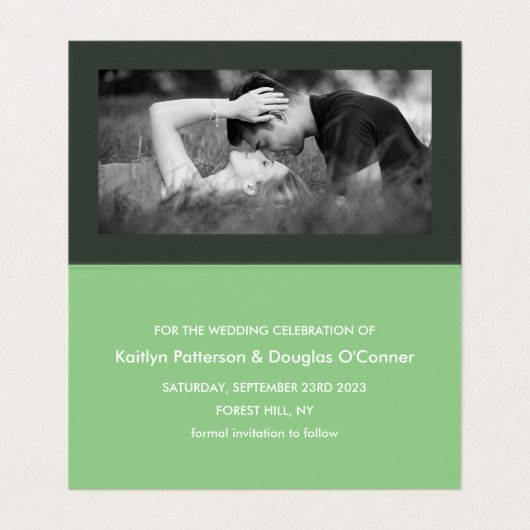 Modern Simple Script Foto Save the Date Card Visitenkarten (Innenseite Aufgefaltet)