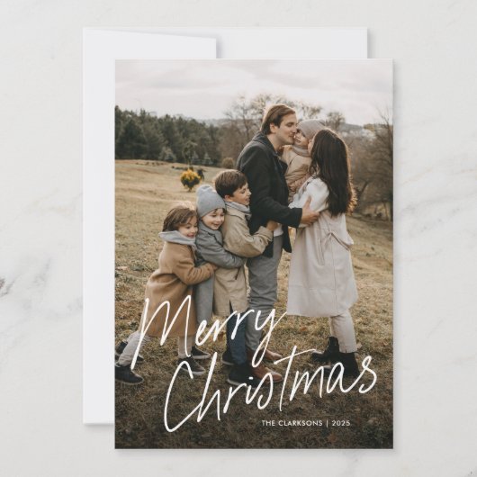 Modern Simple Script Frohe Weihnachten 2 Foto (Vorderseite)