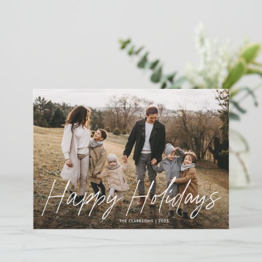 Modern Simple Script Frohe Weihnachten 2 Foto (Stehend Vorderseite)