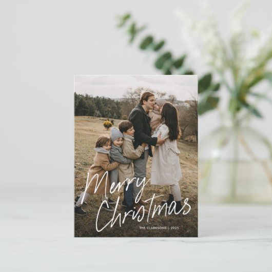 Modern Simple Script Frohe Weihnachten Foto (Stehend Vorderseite)