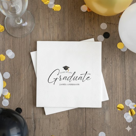 Modern Simple Script Graduation Party Serviette