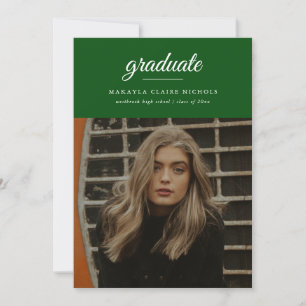 Modern Simple Script Green Foto Abschluss Einladung