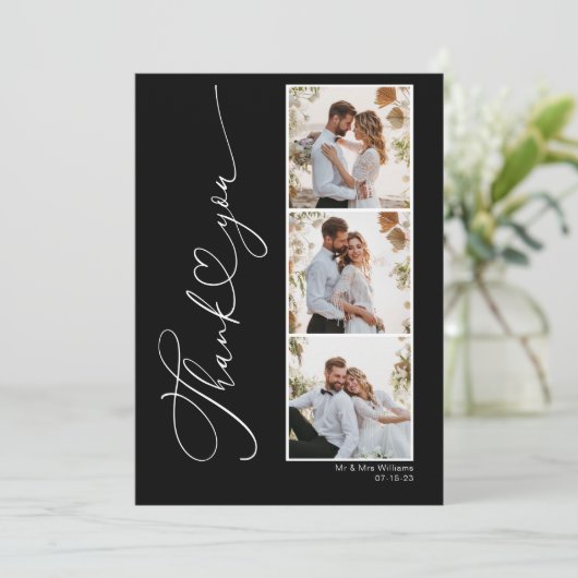 Modern Simple Script Heart Wedding Danke Card (Stehend Vorderseite)
