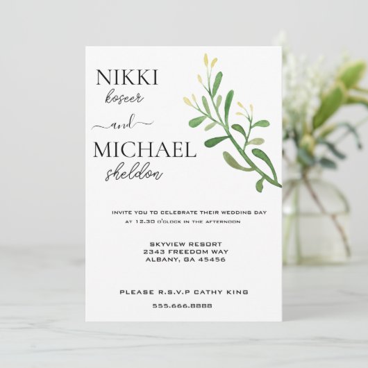 Modern Simple Script Minimalistisch Boho Wedding Einladung (Stehend Vorderseite)