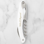 Modern Simple Script Name White Waiter's Corkschra Kellnermesser (Rückseite)