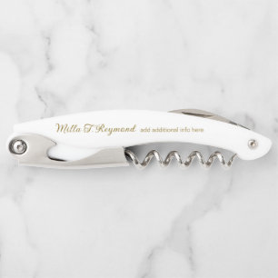 Modern Simple Script Name White Waiter's Corkschra Kellnermesser