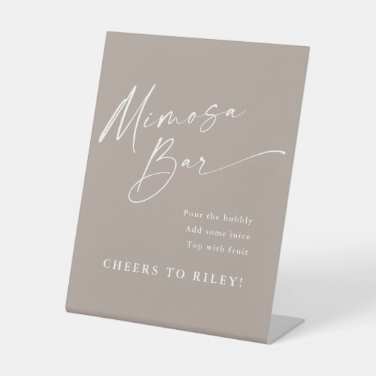Modern Simple Script Neutral Mimosa Bar Sockelschild (Vorderseite)