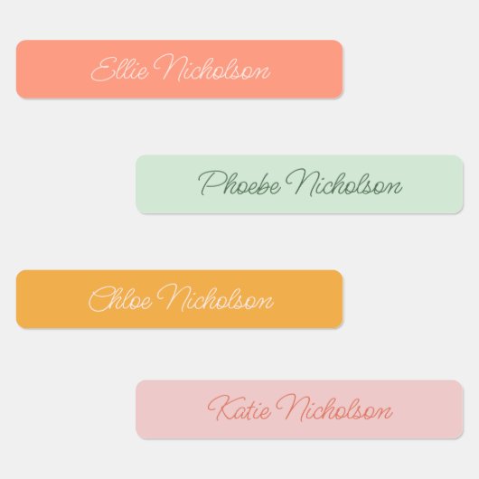 Modern Simple Script Pink Girl Waterproof Name Etiketten (Gruppe)