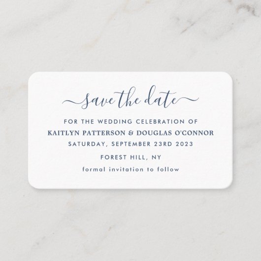 Modern Simple Script Save the Date Card Visitenkarte (Vorderseite)