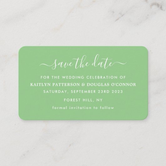 Modern Simple Script Save the Date Card Visitenkarte (Vorderseite)