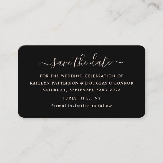 Modern Simple Script Save the Date Card Visitenkarte (Vorderseite)