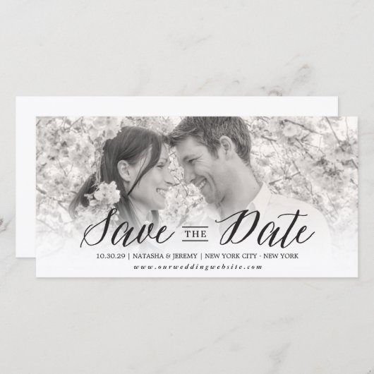Modern Simple Script Save the Date Foto Card (Vorne/Hinten)