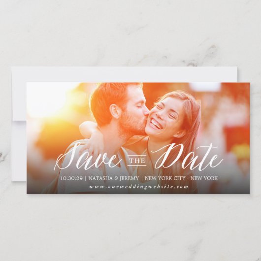Modern Simple Script Save the Date Foto Card (Vorderseite)