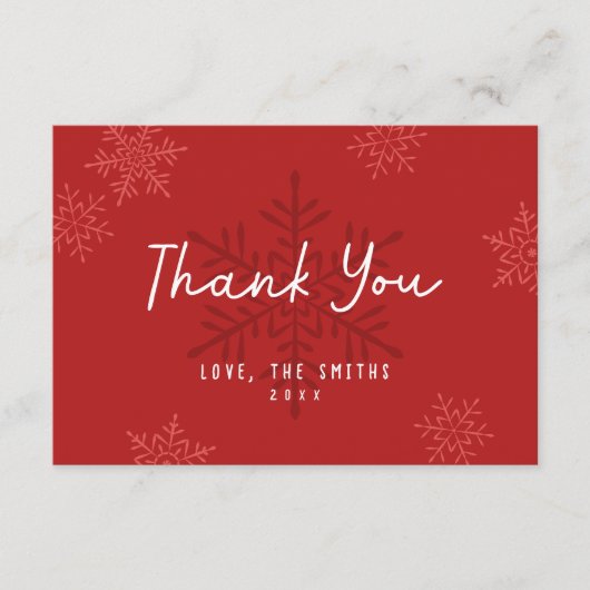 Modern Simple Script Snowflake Christmas Thank You Dankeskarte (Vorderseite)