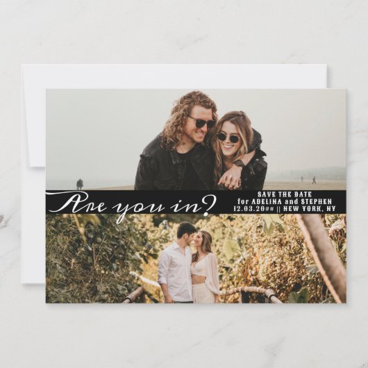 Modern Simple Script Two Foto Gallery QR CODE Save The Date (Vorderseite)