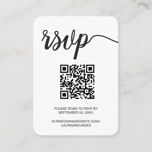 Modern Simple Script UAWG QR Code Wedding Website Begleitkarte (Vorderseite)