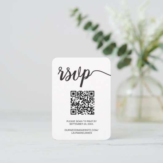 Modern Simple Script UAWG QR Code Wedding Website Begleitkarte (Stehend Vorderseite)