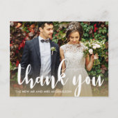 Modern Simple Script Wedding Foto Vielen Dank Postkarte (Vorderseite)