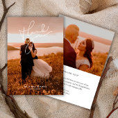 Modern Simple Script Wedding Photo Dankeskarte