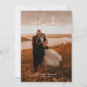 Modern Simple Script Wedding Photo Dankeskarte (Vorderseite)