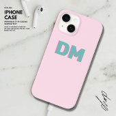 Modern Simple Shadow Monogram Initials Pink Green Case-Mate iPhone Hülle