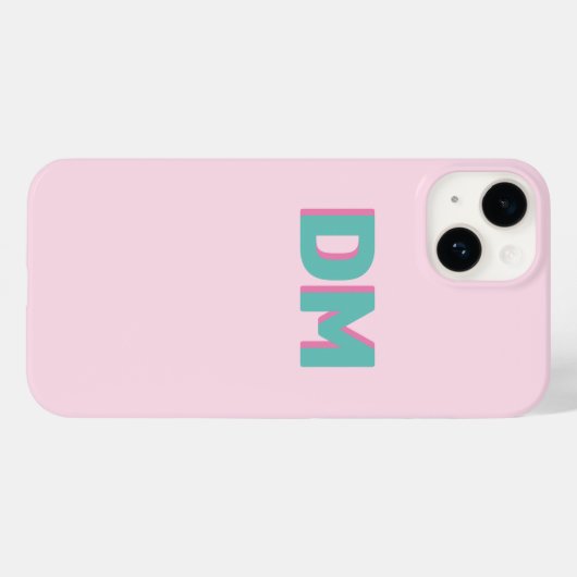 Modern Simple Shadow Monogram Initials Pink Green Case-Mate iPhone Hülle (Rückseite (Horizontal))