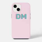 Modern Simple Shadow Monogram Initials Pink Green iPhone Hülle (Rückseite)