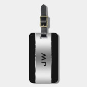 Modern Simple Shiny Silver on Black Gepäckanhänger (Vorderseite vertikal)