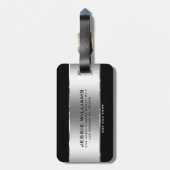 Modern Simple Shiny Silver on Black Gepäckanhänger (Rückseite vertikal)