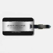 Modern Simple Shiny Silver on Black Gepäckanhänger (Rückseite horizontal)