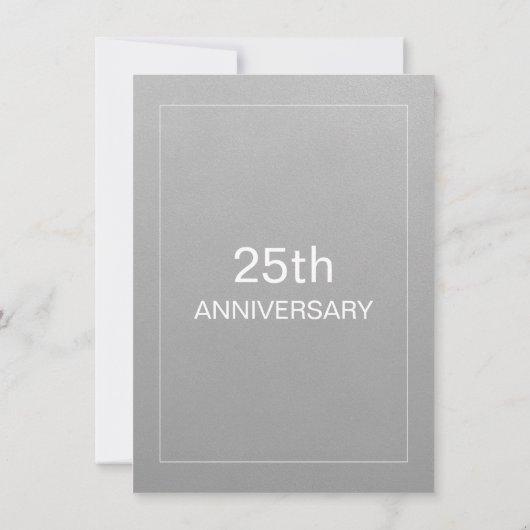 Modern Simple Silver 25. Hochzeitstag Einladung (Rückseite)