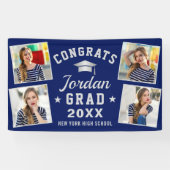 Modern Simple Silver Blue Abschluss 4 FOTO Bann Banner (Horizontal)