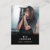 Modern Simple Singer Musician Fotografy Black Visitenkarte (Vorderseite)